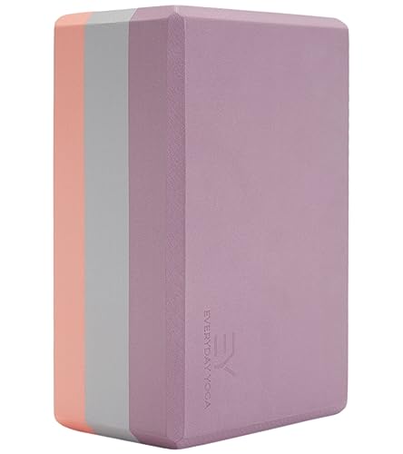 Everyday Yoga Premium Foam Block, 3in/4in/5in Thick, Multi Colors, 1 Block | Non-Slip, EVA Foam, High-density Support, Beveled Edges, Durable & Lightweight, Balance Aid, Stability & Stretching Accessory - color: Lilac/Slate/Coral, size: 4 Inch Thick