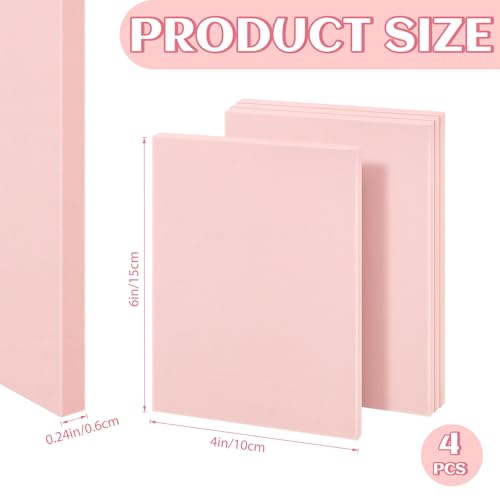 4 PCs 4x6 Inch Linoleum Blocks for Printmaking, Stamp Carving & DIY Linocut | Pink Rubber Stamp, Soft 0.8cm thick, Smooth, clean cuts, Beginner-friendly; For cards, fabric & classroom art