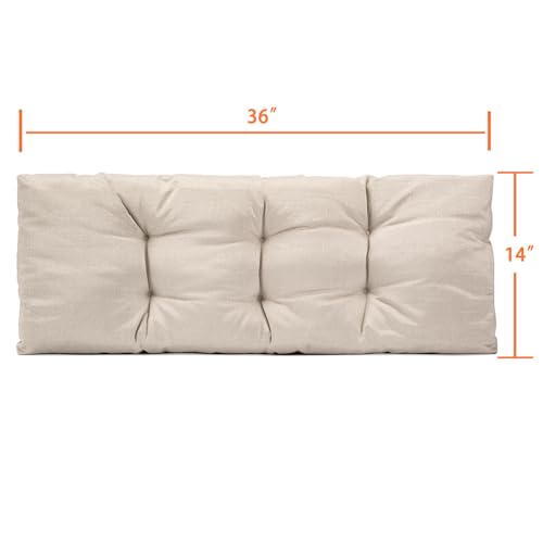 Bench Cushion for Indoor & Outdoor Furniture – Non-Slip Thick Overfilled Seat Pad for Porch Swing, Piano Bench, Bay Window, Entryway and Patio Furniture (Cream, 36x14 Inch (Pack of 1)) - color: Cream, size: 36x14 Inch (Pack of 1)