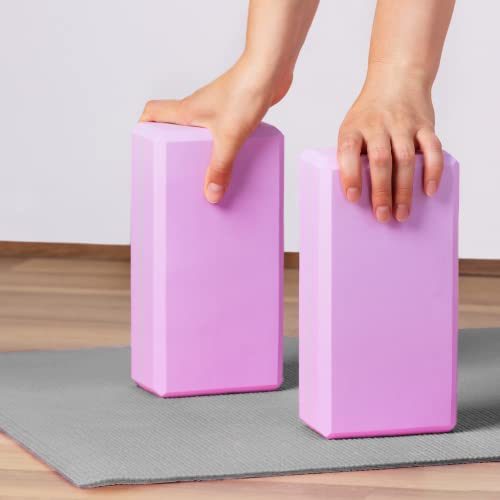 Golberg Foam Yoga Block – For Fitness, High Intensity Support and Improving Strength or Flexibility Pink/Green/Dark Green/Purple/Blue – 1/2/4 Pack - color: 2 Pack Purple