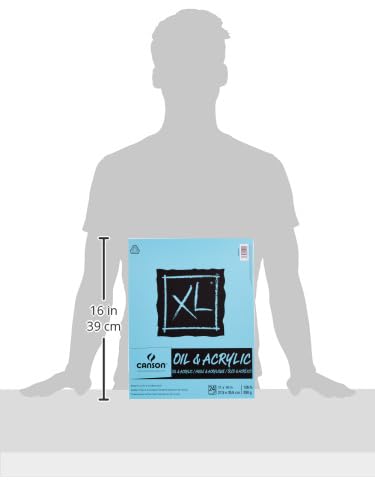 Canson XL Series Oil & Acrylic Paper Pad, 11" x 14", 24 Sheets/Pad | Canvas-Like Feel, 136 lb. (290gsm), Tape Bound, Acid Free and Bleed Proof - size: 11"X14"