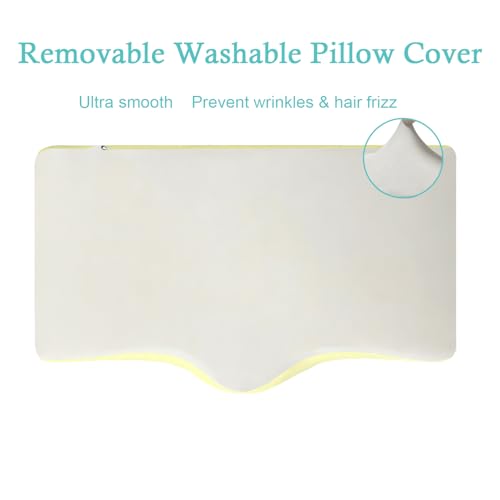 Memory Foam Cervical Pillow, Side and Back Sleeper Pillow for Neck Pain Relief, Orthopedic Cervical Contour Shape Soft Ergonomic Cervical Neck Pillow with Cooling Ice Silk Breathable Design