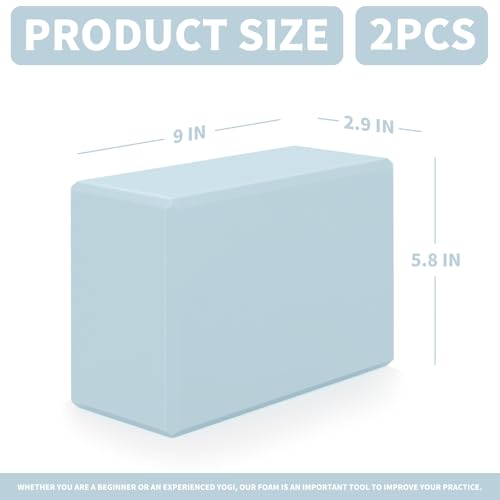 Yoga Blocks 2 Pcs, 9"x6"x3" Yoga Brick Foam Blocks EVA Foam Block Yoga Props Accessories for Yoga Pilates Stretching and Meditation - color: Baby Blue
