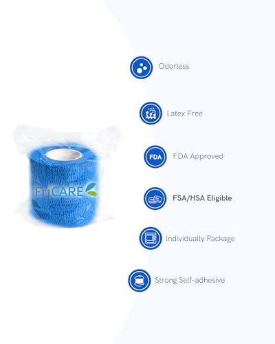 FriCARE Self Adhesive Bandage Wrap, Medical Tape in First Aid Kit | Elastic Cohesive Bandages for Sports/Vet/Wrist Ankle Wounds, 2 Inches X 5 Yards, Latex-free 6 Rolls, Urban Pop - color: Urban Pop