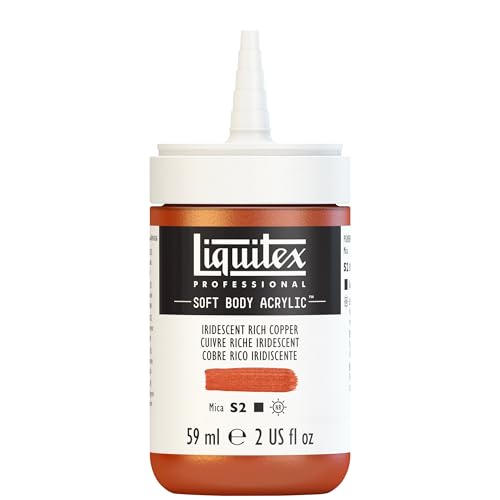 Liquitex Soft Body Acrylic Paint, 2-oz Bottle, Iridescent Rich Copper | Low Viscosity, Highly Pigmented, Satin Finish, Retains Subtle Brush Strokes, Great Surface Coverage, Highly Versatile - color: Iridescent Rich Copper, style: 2-oz Bottle