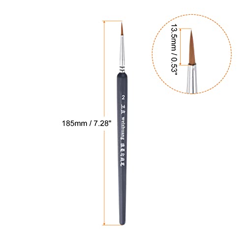 HARFINGTON 5pcs Detail Paint Brushes 13.5mm Pointed Tip 185mm Length Nylon Hair Miniature Painting Brush for Watercolor Oil Acrylic Painting(2#), Black - color: Black, size: 2# 13.5mm