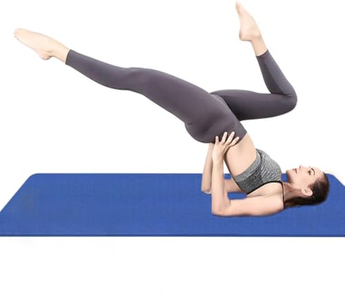 Hatha Yoga Extra Thick TPE Yoga Mat - 72"x 32" Thickness 1/2 Inch -Eco Friendly- With High Density Anti-Tear Exercise Mats For Home Gym Travel & Floor Outside - color: Blue