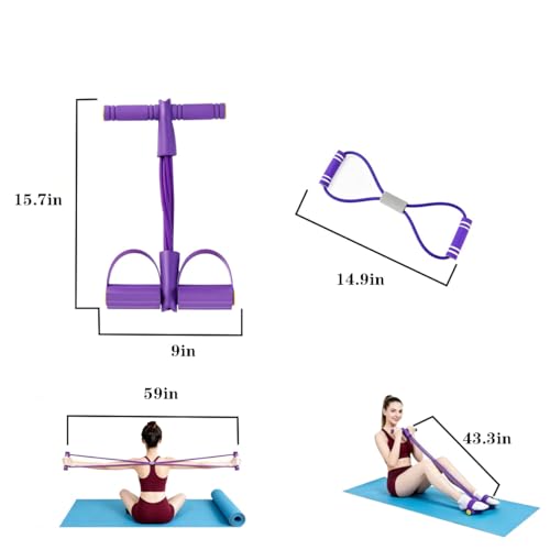 6 Tube Pedal Resistance Bands with Handle Set - color: Purple