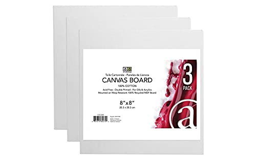 8-Inch by 8-Inch Canvas Board, 3-Pack (1230-088) - size: 8-inch x 8-inch, 3 Pack