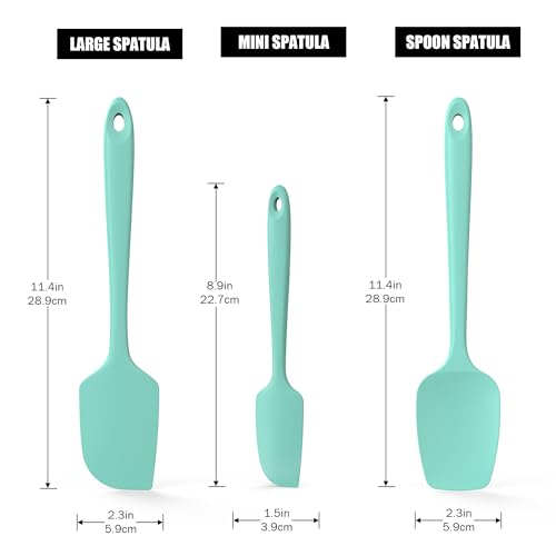 Doosu 600°F Heat Resistant Silicone Spatula Scrapers (Set of 3, Aqua Sky) | Food Grade Kitchen Rubber Baking Cooking Tool Nonstick Utensil Set for Mixing, Scraping, Folding, Stirring, Serving - color: Aqua Sky, size: Set of 3