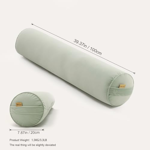 Body Pillow for Adults,Long Round Pillow,Big Cylindrical Pillow,Large Full Bolster Pillows for Side Sleepers (Celadon Green, 39.37"*7.87") - color: Celadon Green, size: 39.37"*7.87"