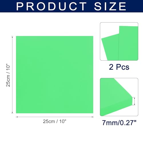 MECCANIXITY Foam Sheets Crafts 10x10 Inch 7mm EVA Craft Foam Paper Foam Sheets for Crafts Projects DIY Cosplay Modeling, Green, 2 Sheets - color: Green, size: 7mm