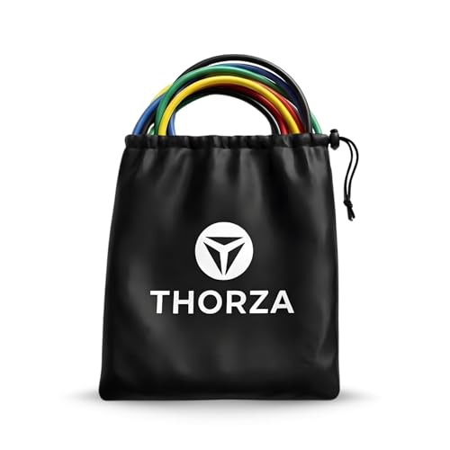 Thorza 11-Piece Tube Resistance Bands Set, Full Body Strength Training | 5 levels tube exercise bands without latex TPE, door anchor, handles, ankle straps & 1 bag