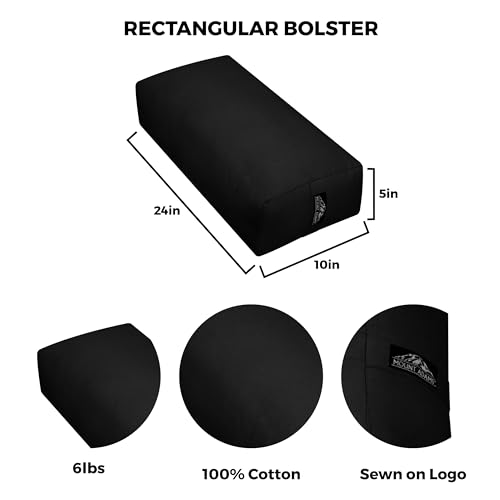 Mount Adams Firm Rectangular Yoga Bolster, 24x10x5in - color: Black