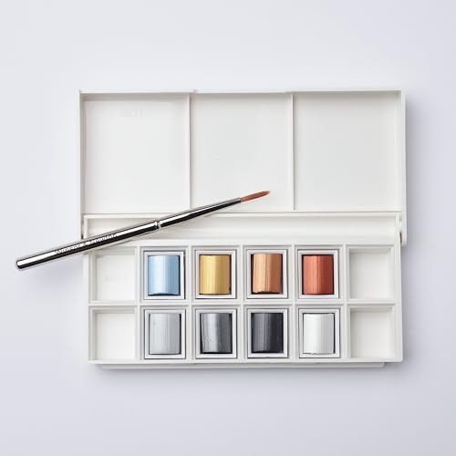 Winsor & Newton Cotman Watercolor Paint Set, 8 Half Pan, Metallic Set | Introductory Watercolor made with Fine Art Pigments, Perfect for Beginners, Lightfast & Permanent, Good Tinting Strength - style: 8 Half Pan Metallic Colors