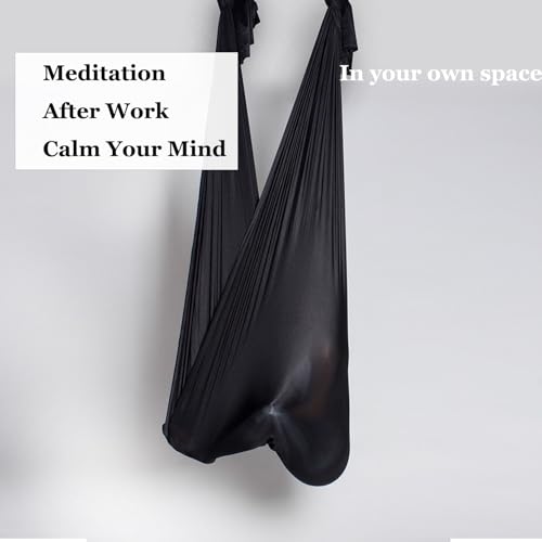 F.Life Aerial Silk Yoga Hammock & Swing for yoga Inversion,Strength training,starter hardware kit - color: black