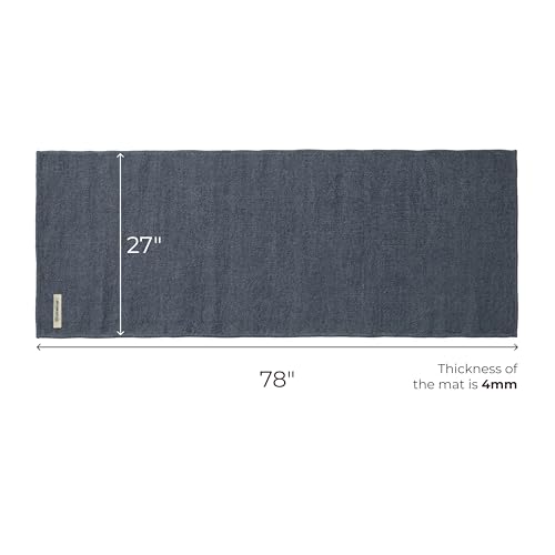 Live Well 360 Handmade Organic Cotton Yoga Mat - Non-Toxic, Chemical-free and All Natural Cloth Yoga Mat - Exercise, Workout, & Fitness Rug - Woven Material - Absorbent & Washable - 78" x 27" - color: Gray