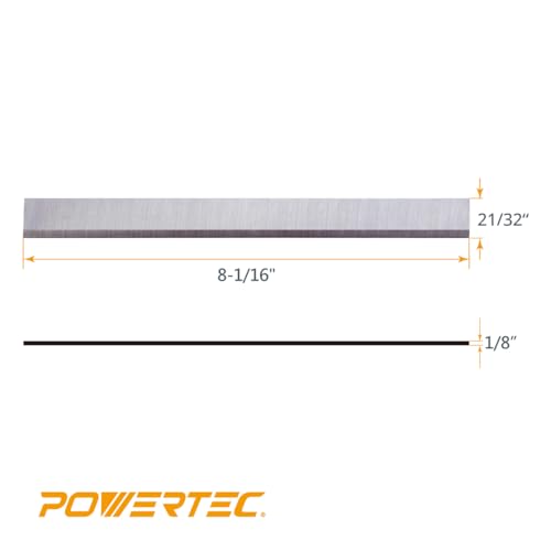 POWERTEC 8 Inch Jointer Blades for Delta 37-365X, 37-350A, 37-380, 37-877, 37-680, 37-680X, 37-350, DJ-20 Jointer, Replacement for 37-355 Jointer Knives, Set of 3 (148073) - size: 8 inch