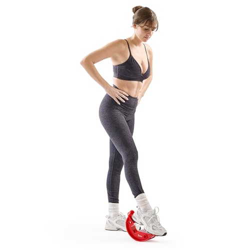 Sunny Health & Fitness Adjustable Calf & Ankle Stretcher | Plantar & Tight Calves Relief, Hamstring & Ankle Strengthener, Mobility & Stretching Device, Fits All Shoe Sizes - color: Red