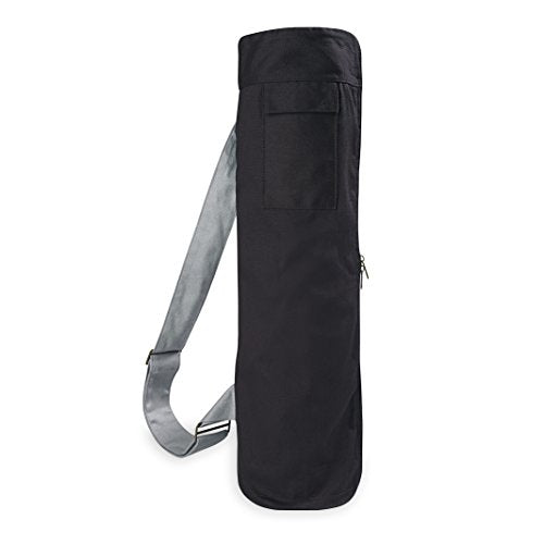 Gaiam Cargo Yoga Mat Bag, Full-Zip Carrier | Fits Most Mats | Front Zip Pocket | Phone Pocket & Earbuds Slit | Adjustable Strap | Women & Men - color: Granite Storm, size: 25" L x 6" diameter, Pack of 1