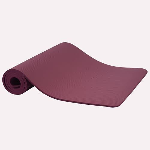 Fitvids Yoga Mat, 1/2-Inch Extra Thick High Density Exercise Mat, Anti-Tear Exercise Yoga Mat with Carrying Strap, Suitable for Various Yoga Exercises - color: Deep Wine