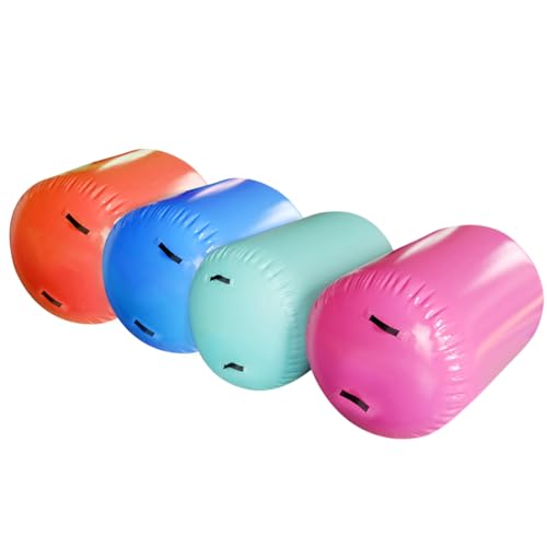 Inflatable Air Roller Mat with Pump for Gymnastics Training - color: blue+pump, size: length 100cm,diameter 75cm