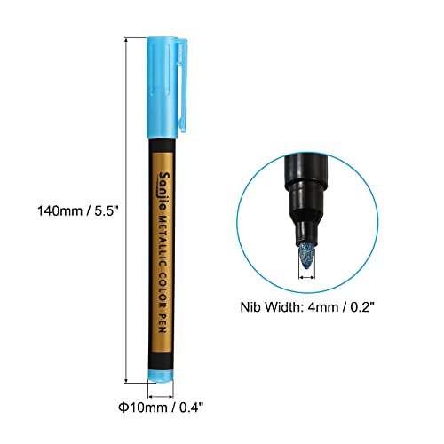 PATIKIL Metallic Marker Pens, 3 Pack Paint Pens Medium Point Colored Markers Art Marker Pen for DIY Craft Photo Album, Blue - color: Blue
