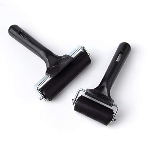 2Pcs Rubber Roller Brayer Rollers Hard Rubber 4 and 2.2 Inch for Printmaking (Black) by HRLORKC… - size: 1pack 2.2inch+1pack 4inch