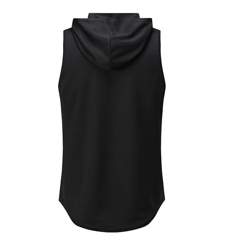 Womens Workout Hooded Tank Yoga Tops Running Shirts Quick Dry Gym Sleeveless Hoodie - color: 1 Pack: Black, size: X-Large