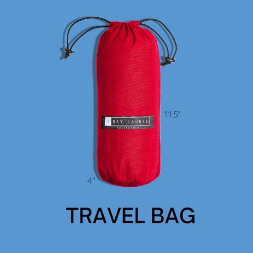 BAY LAUREL Turkish Beach Towel with Travel Bag 39 x 71 Quick Dry Sand Free Lightweight Large Oversized Towels Light (Blue with Red Bag) - color: Blue With Red Bag