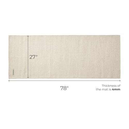 Live Well 360 Handmade Organic Cotton Yoga Mat - Non-Toxic, Chemical-free and All Natural Cloth Yoga Mat - Exercise, Workout, & Fitness Rug - Woven Material - Absorbent & Washable - 78" x 27" - color: Natural Cotton