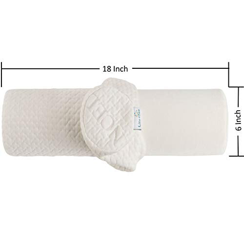 Comfort Memory Foam Neck Roll and Cervical Bolster Round Pillow with Removable Washable Soft Cover for Spine and Neck Back Lumbar Leg Vertebra Support (18x6 inch Pillow) - size: 18"x6" Pillow