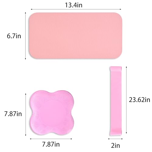 Yoga Knee Support Pad for Women Pilates Kneeling Cushion | Elbows Wrist Hands Head Foam Extra Thick Men Exercise Knees Pads Set of 6 Pieces - color: Pink