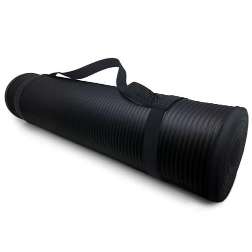 MICRODRY Multi-Purpose Fitness Mat, Cushioned & Non-Slip Foam for Yoga, Pilates, HIIT, Skid-Resistant and Tear-Resistant, 24"x72" with Carry Strap - color: Black