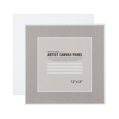 Creative Mark Cotton Canvas Panels 12x12" - 12 Pack - Professional Quality Fine Weave Acrylic Primed Artist Canvas Boards for Painting, Acrylics, Studios, & More - size: 12x12" - 12 Pack