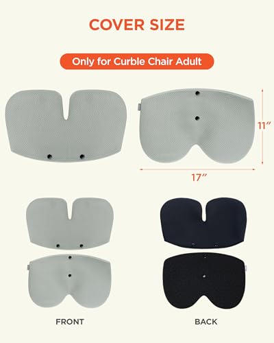 curble Grand Cover, Detachable Cover for Adult Chair, Ergonomic Chair Back Support and Lumbar Support (Grey) - color: Cover Grey
