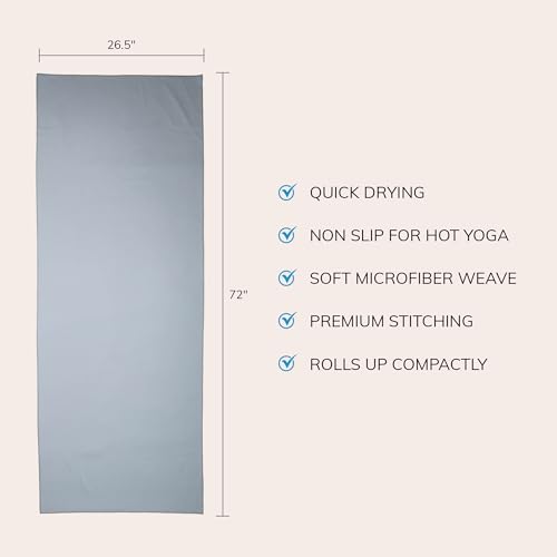 Fittest Pro Non-Slip Hot Yoga Towel with Super-Absorbent Soft Suede Microfiber in Many Colors, for Bikram Pilates and Yoga Mats. (72.00 x 26.50) Frosted Blue - color: Light Blue