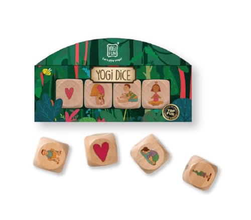 YOGi FUN Ultimate Yoga Bundle - 40 Yoga Cards + Wooden Dice Game Set | Educational Activities for Kids Ages 5+ | ADHD Therapy Montessori Waldorf Classroom | Boys Girls Physical Emotional Development