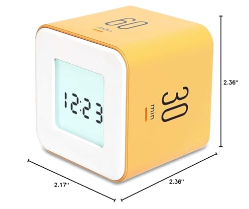mooas Multi Clock Time Cube Timer, Alarm, Backlight, Productivity (Yellow) - color: Yellow