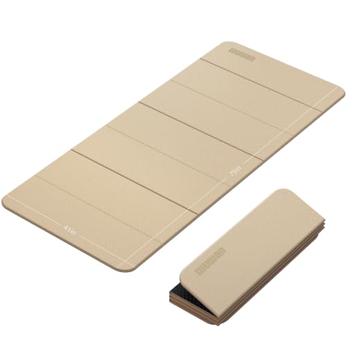 Foldable TPE Yoga Mat Thick 10mm,75" x40"Extra Large Exercise Mats | Stretch Mat Non-slip Fitness Folding Mat Easy to Carry,Wide Gym Mats for Women Men Suitable for Home Workout Travel Pilates - color: Beige