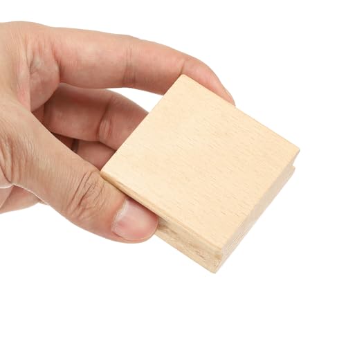 PATIKIL 50x50mm Blank Wood Rubber Stamp Mounts, 5Pcs Wooden Rubber Stamp Handle Hard Wooden Blocks for Making DIY Crafting, Brown - size: 50x50mm