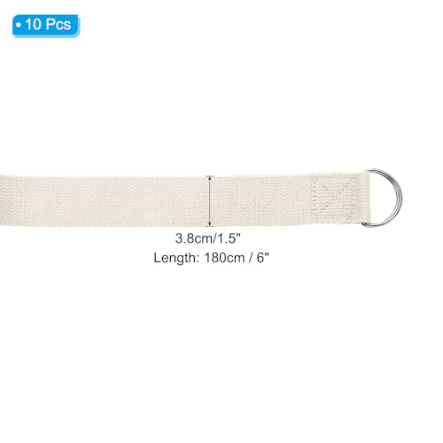 PATIKIL Yoga Strap for Stretching, Cotton Yoga Belt with Adjustable Metal D-Ring Buckle Stretch Band for Fitness Pilates - color: White