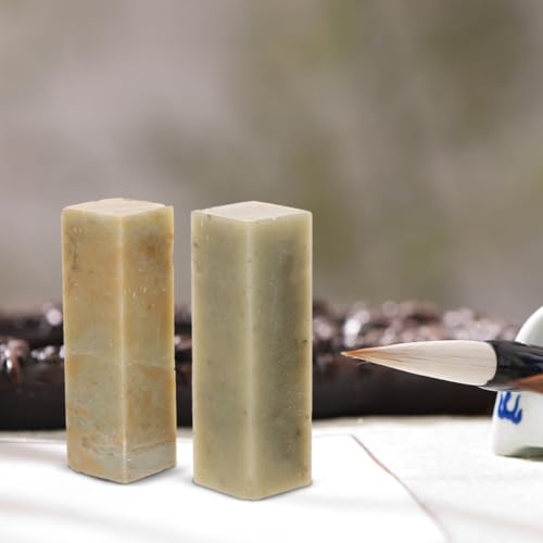 Uonlytech 15 Pcs Chinese Seal Stone Engraved Seal Carving Tools Chinese Painting Stones for Painting Calligraphy Art Supply