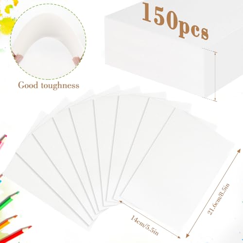 150PCS 5.5x8.5 Watercolor Paper Bulk, 140lb/300g Cold Press Thick Water Color Paper Pad for Child Adult, White Art Paper for Drawing Painting Markers Gouache, Textured Cotton Paper Sheets - color: White-150pcs, size: 5.5x8.5