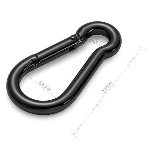 sprookber Stainless Steel Spring Snap Hook Carabiner - 304 Stainless Steel Caribeener Clips, Set of 6 - color: Black, size: 2.75 Inch