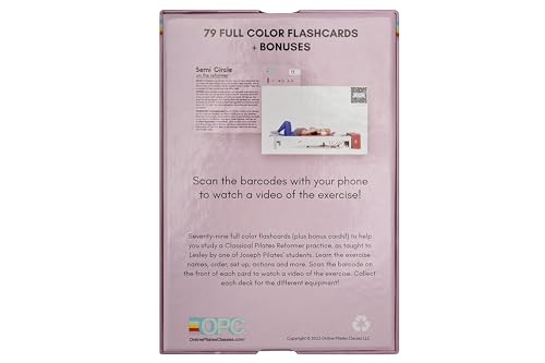 OnlinePilatesClasses Pilates Reformer Deck with Free Video Tutorials, Fitness Flash Cards with 79 All-Levels Cards for Home Gym Exercise, Reformer Not Included - color: Reformer Deck 79 Cards