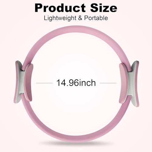Pilates Ring 15 Inch Magic Circle Ring, Dual Padded Handles Pilates Rings Circle, Adjustable Yoga Ring - color: Pink
