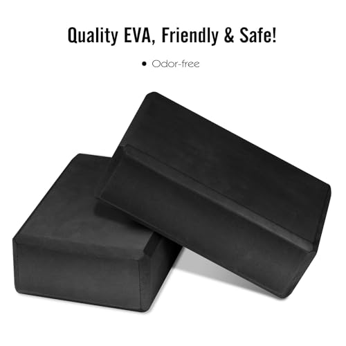 MoKo Thin Yoga Blocks 2 Pack, 9" x 6" x 3" High Density EVA Foam Yoga Block Exercise Bricks, Eco Friendly & Lightweight, Increase Flexibility & Balance, Great for Stretching & Holding Poses
