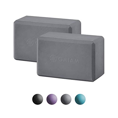 Gaiam Yoga Block - Supportive Latex-Free Eva Foam - Soft Non-Slip Surface with Beveled Edges for Yoga, Pilates, Meditation - color: Grey, style: 2 Blocks