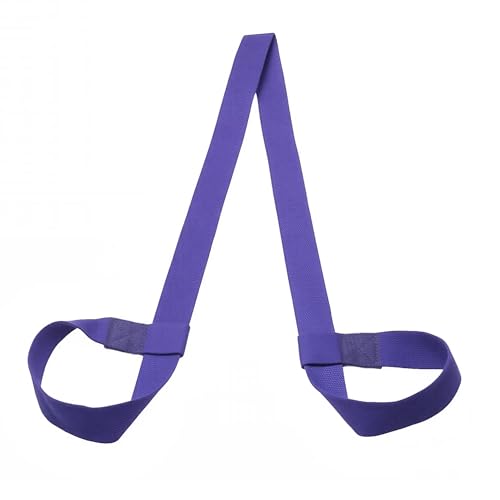 Yoga Mat Carrier Strap Adjustable Cotton Sling for Large Thick Mats 2 in 1 Carrying Strap and Stretching Band - color: Purple